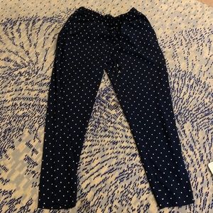 Zara Navy Polka Dot Relaxed Fit Drawstring Pant